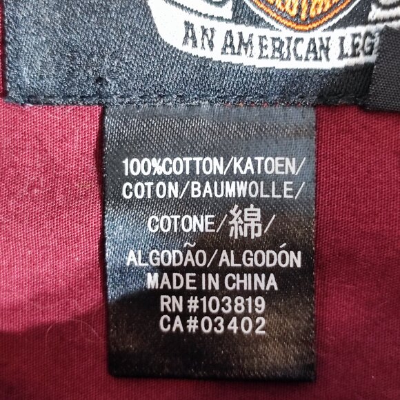 Harley-Davidson casual button down shirt men's size L maroon printed brand name - Picture 8 of 13